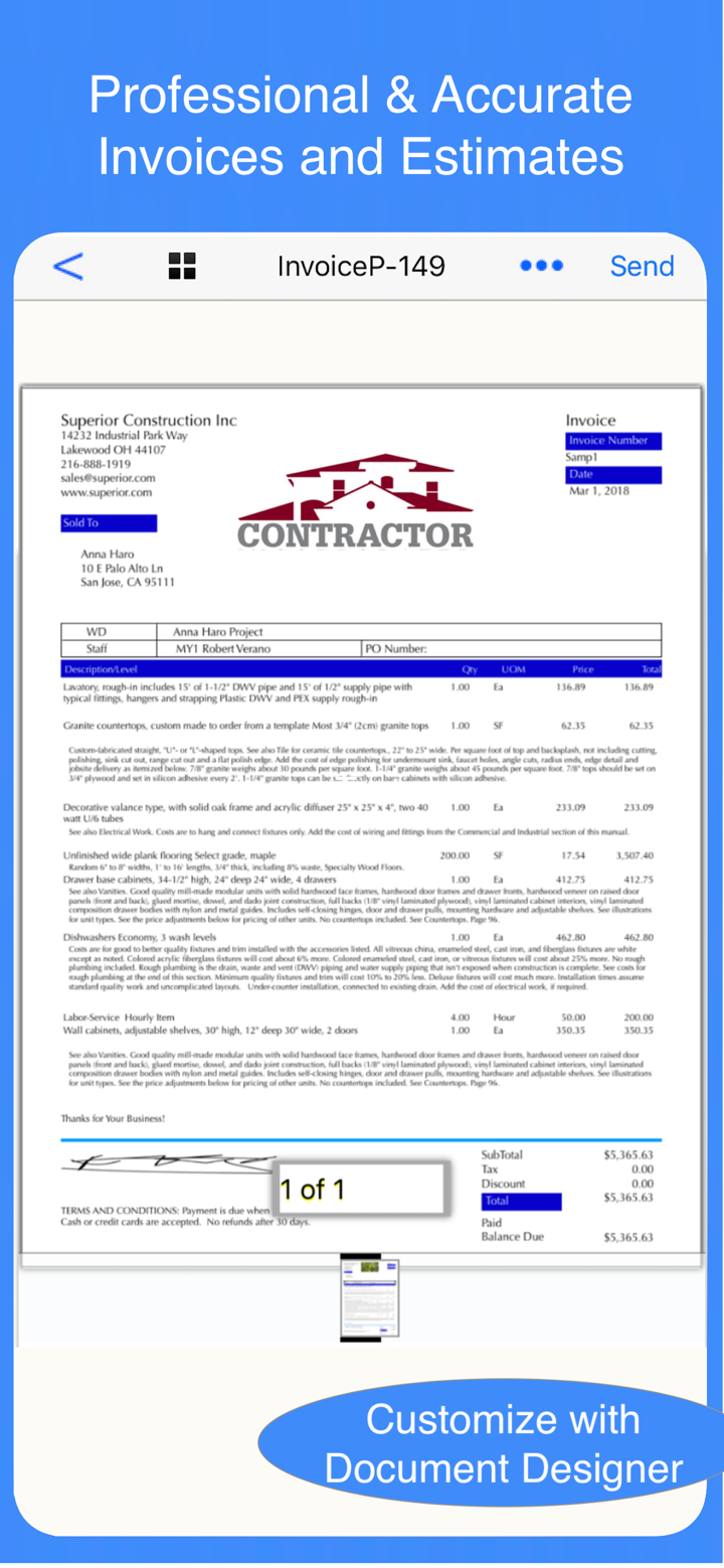 Contractor Estimate & Invoice screenshot 2