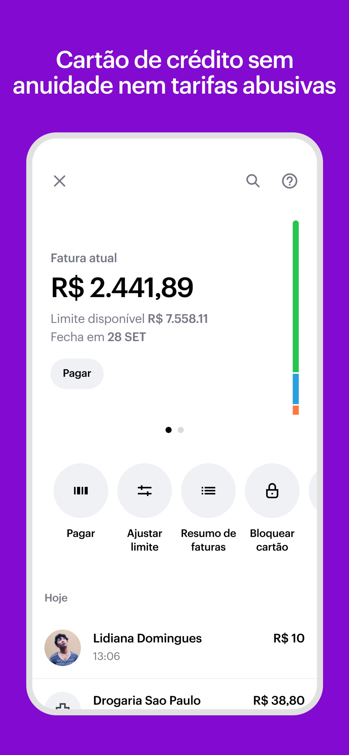 Screenshot do app Nubank - Conta e Cartão