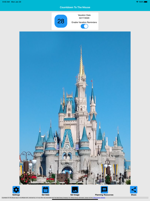 Countdown To The Mouse iPad screenshot 1 - Travel app