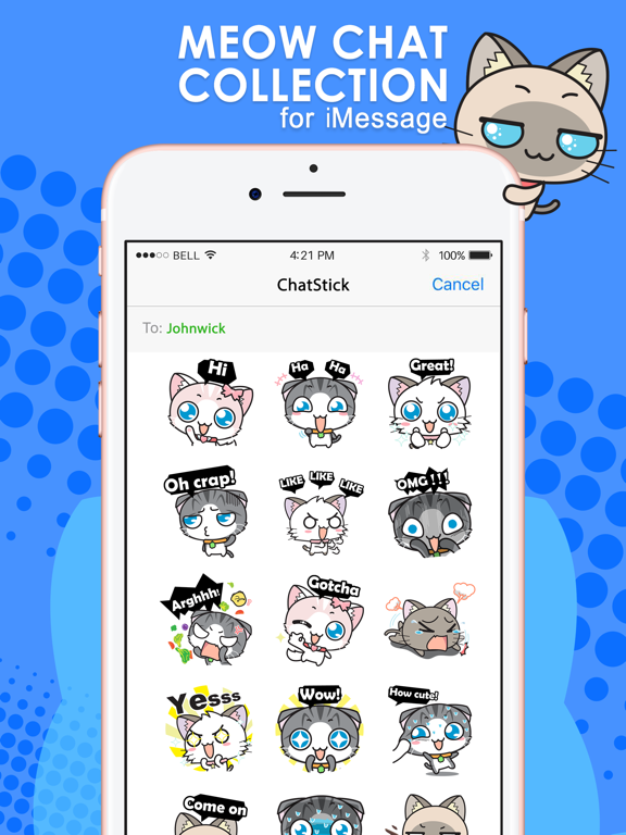 Screenshot #4 pour เหมียวแชทคอลเลคชั่น สติกเกอร์ สำหรับ iMessage ฟรี