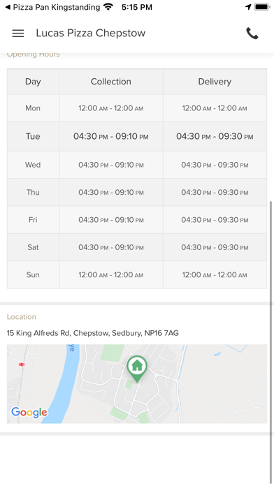Lucas Pizza Chepstow Screenshot