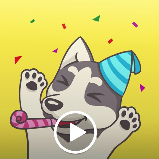 Playful Husky Animated Sticker