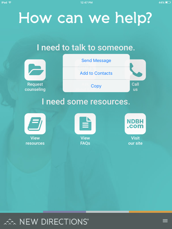 New Directions EAP iPad screenshot 2 - Health & Fitness app