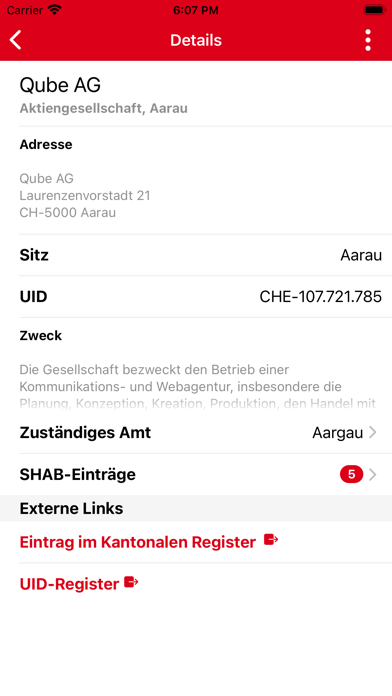 Zefix mobile Screenshot