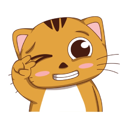 Cute brown kitten's stickers icon