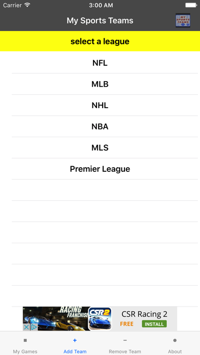 Screenshot #1 pour My Sports Teams