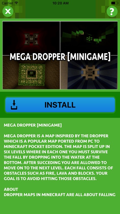 MEGA DROPPER MINIGAME MAPS FOR MINECRAFT PE