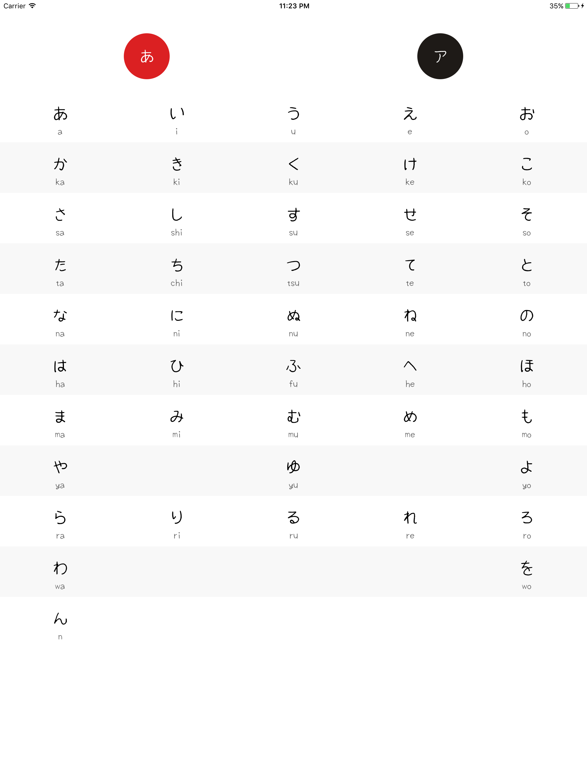 Japanese kana - learning, challenge yourself