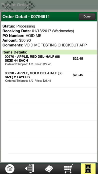 Ford’s Produce Ordering Screenshot