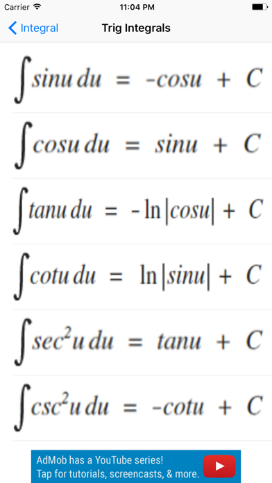 Calculus Formulas AP Screenshot