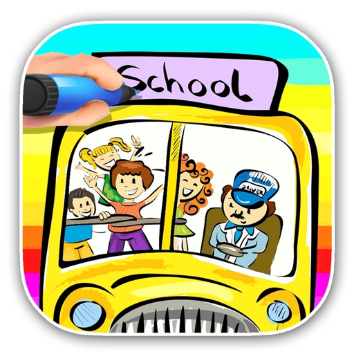 Best School Bus Game Coloring Book Free Play icon