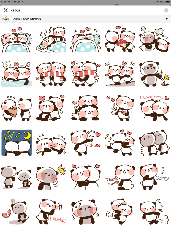 Kawaii Panda Stickers Pack iPad screenshot 1 - Stickers app