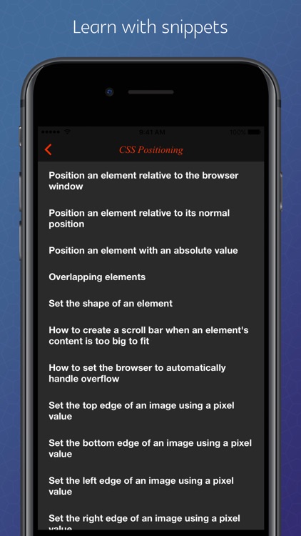 CSS editor, snippets, exercises