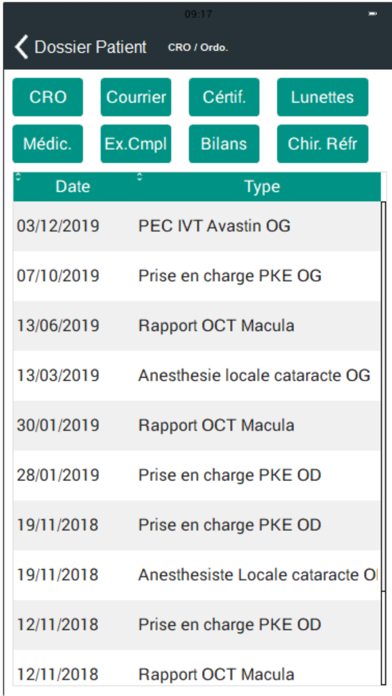 GestiCab Ophtalmologie Screenshot