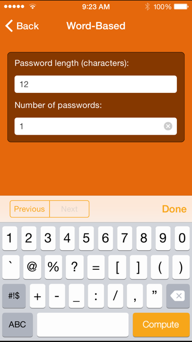 Screenshot #2 pour Wolfram Password Generator Reference App