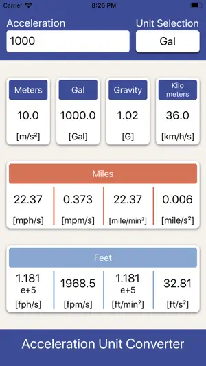 Acceleration Unit Converter screenshot 2