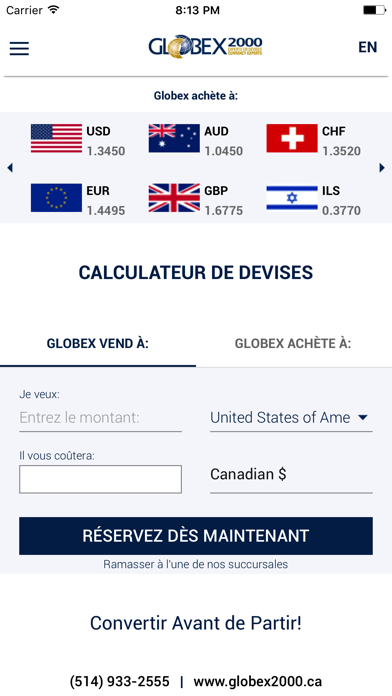 Screenshot #1 pour Globex 2000 Currency Exchange