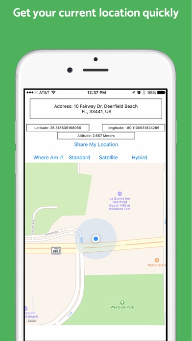 Where Am I ? : Current Address & Coordinates iPhone screenshot 2 - Navigation app