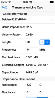 transmission line calc iphone screenshot 1