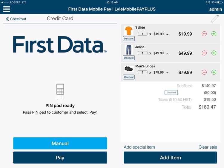 First Data Mobile Pay Plus for iPad