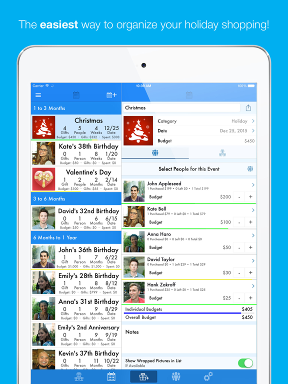 GiftPlanner iPad screenshot 1 - Lifestyle app