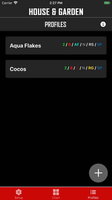House & Garden Nutrient App Screenshot