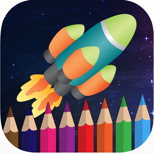 Rocket space coloring book for kids games iOS App