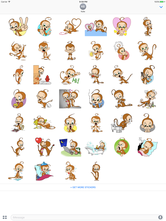 Screenshot #4 pour Rocky Monkey - Cute stickers for iMessage