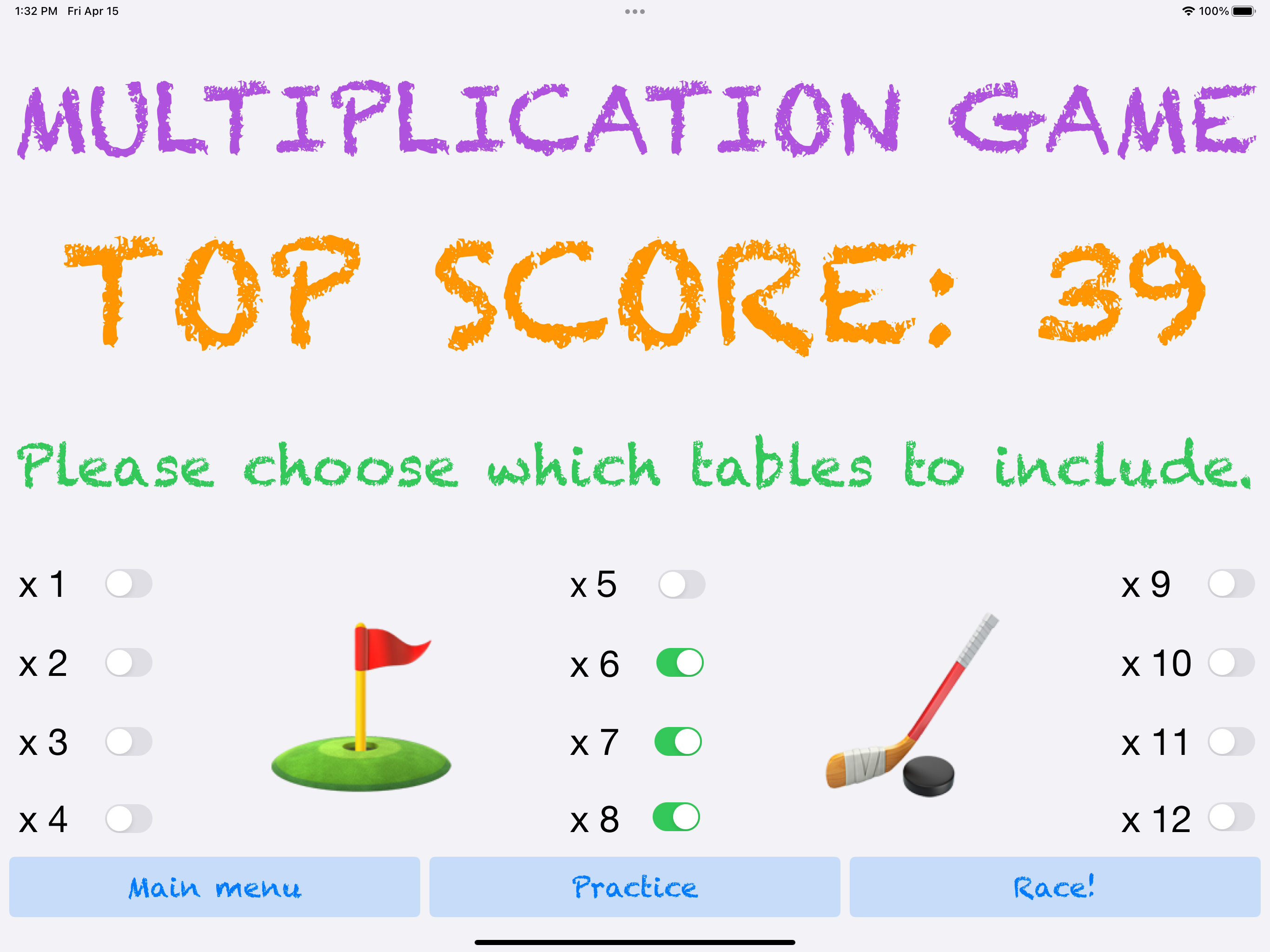 Flashcards for math