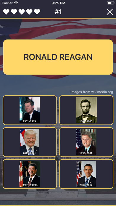 US Presidents - Quiz Screenshot