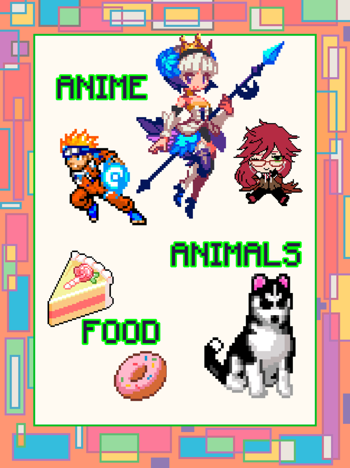 Pixel Art Anime Coloring