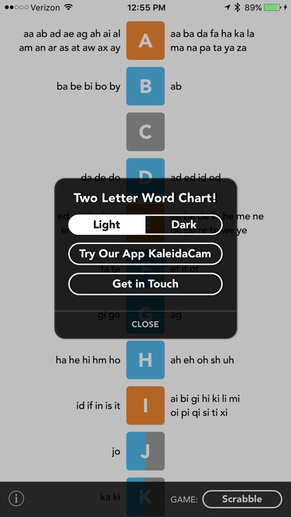 Two Letter Word Chart!