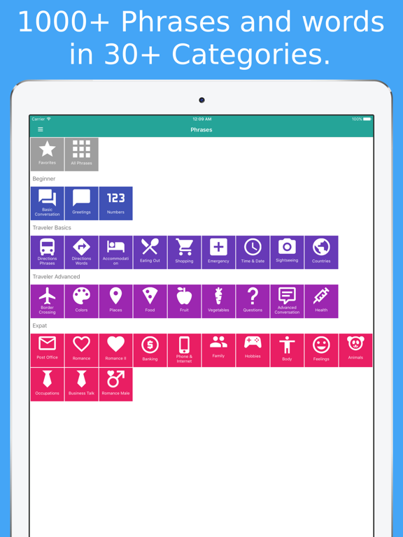 Learn Northern & Southern Vietnamese Phrasebook iPad screenshot 1 - Education app