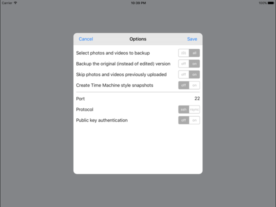 PhotoBackup - Backup photos and videos via rsync iPad screenshot 4 - Photo & Video app