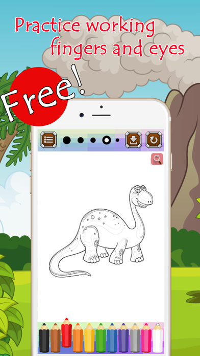 Dinosaur Coloring Book Paint Games For Kids Free iPhone screenshot