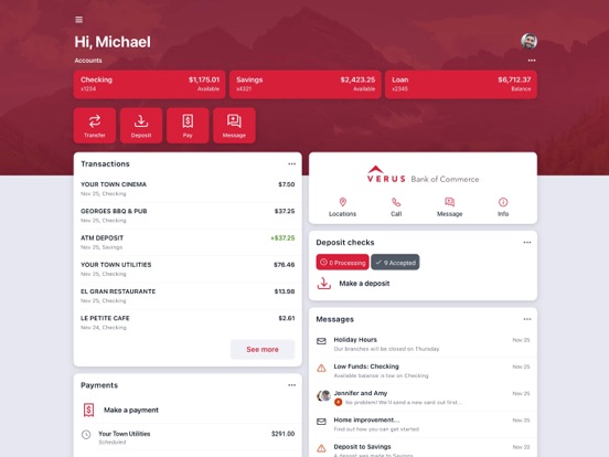 Verus Bank of Commerce New iPad screenshot 1 - Finance app