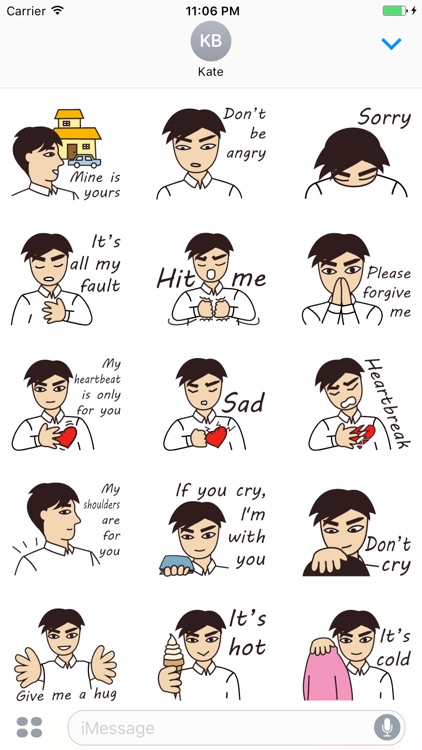 Romantic boy in love stickers