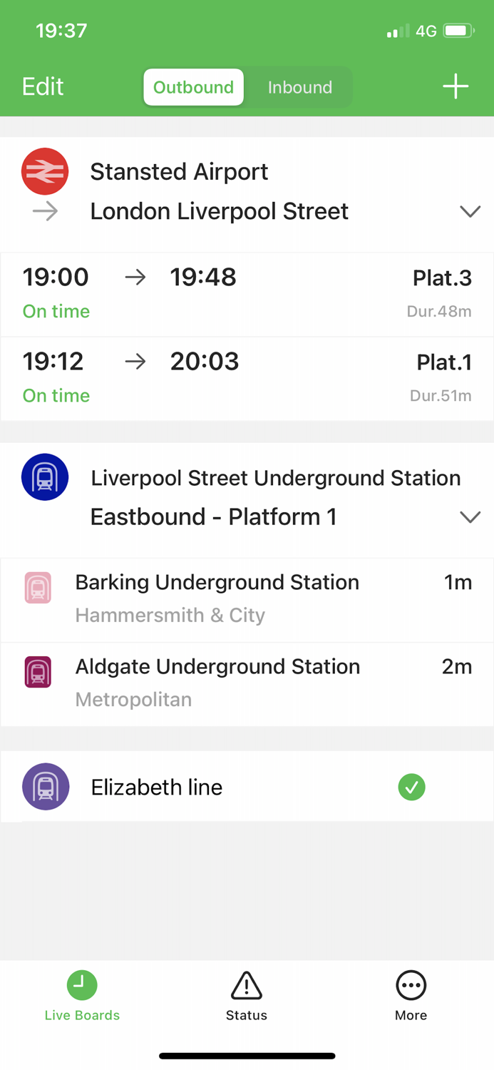 Live Boards - Train and TFL Time
