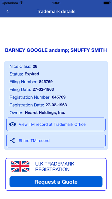 UK Trademark Search Tool Screenshot
