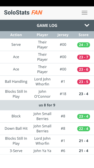 SoloStats Fan Volleyball Screenshot