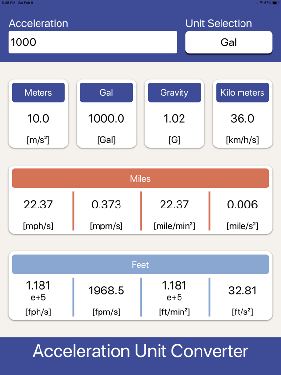 Screenshot #5 pour Acceleration Unit Converter