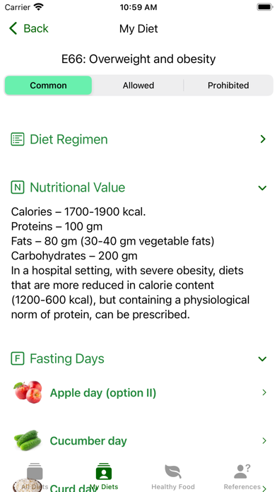 Medical Diets Screenshot