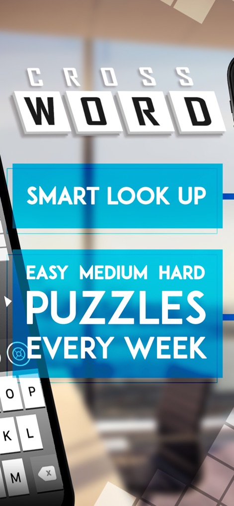 Crossword Puzzle Redstone - This tool highlights its 'Smart Look Up' functionality and the availability of diverse puzzles across 'Easy, Medium, Hard' difficulty levels.