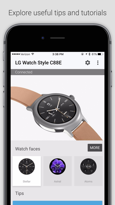 Screenshots of Android Wear for iPhone