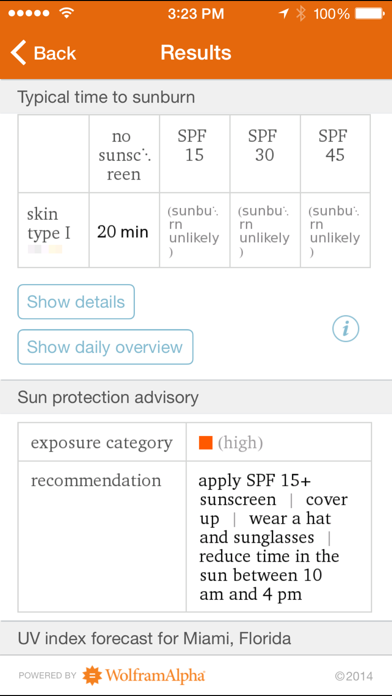 Wolfram Sun Exposure Reference App Screenshot