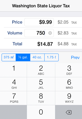 Washington State Liquor Tax Calculator screenshot 2