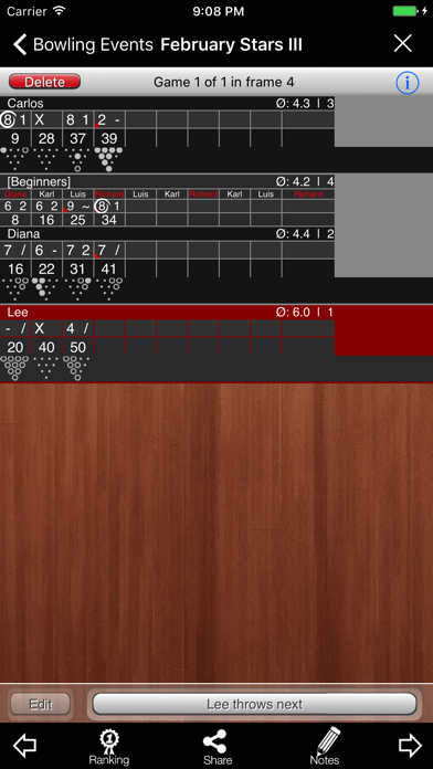 Bowling Scoreboard Screenshot