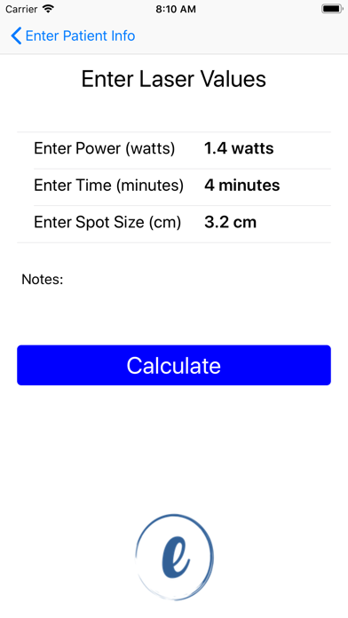 Screenshot #1 pour Epoch Lasers Power Calculator