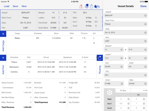 Voyage Estimator for iPad screenshot 3