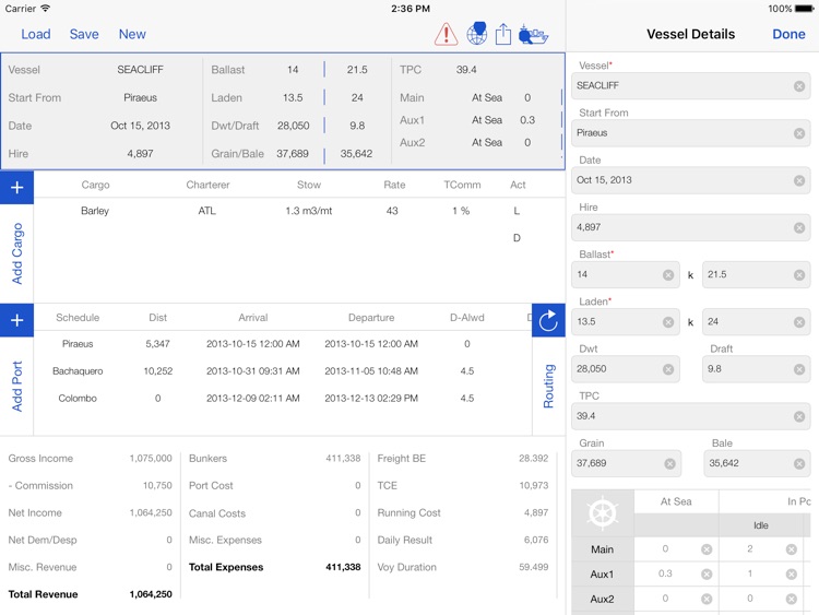 Voyage Estimator for iPad